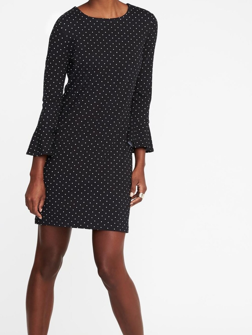 Old Navy Black Dot Ruffle Sleeve Long Sleeve Dress Size Small Business Career